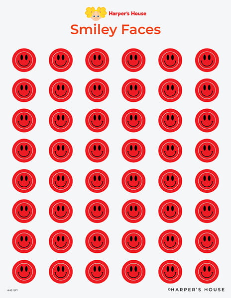 red smiley face stickers