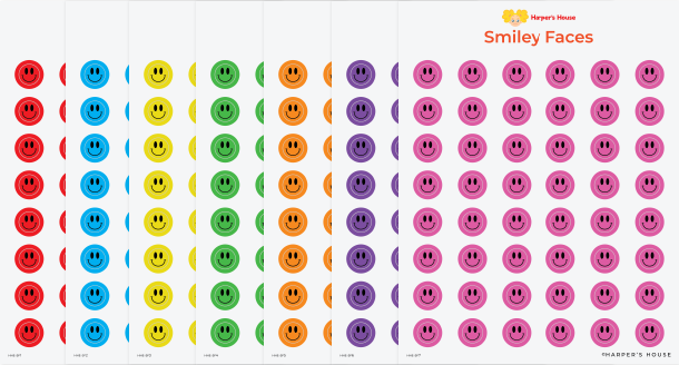 stack of various smiley face stickers