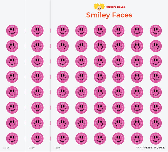 stack of pink smiley face stickers
