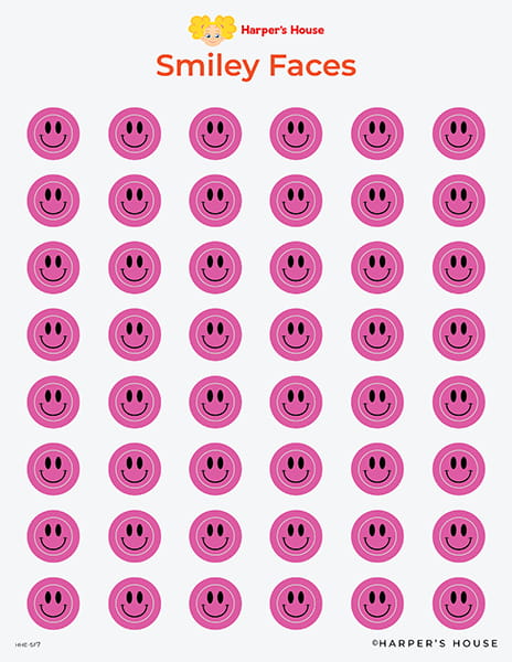 pink smiley face stickers