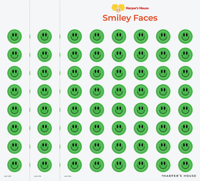 green smiley face stickers