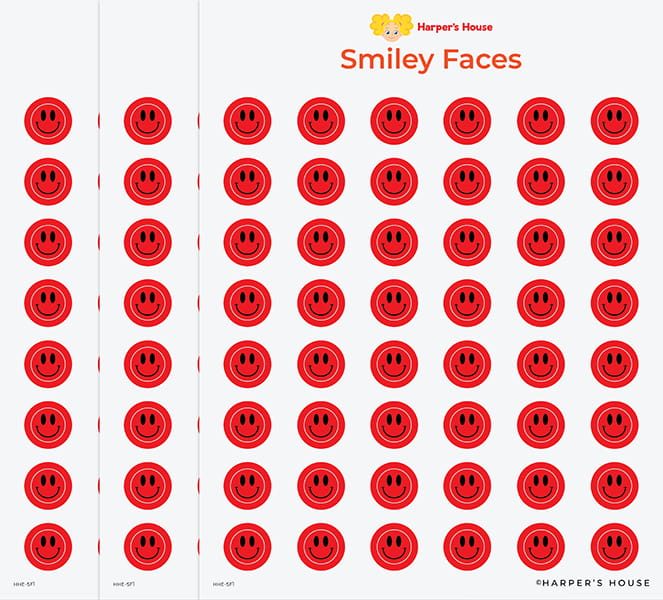 stack of red smiley face stickers