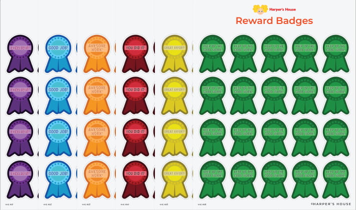 stack of reward badge stickers