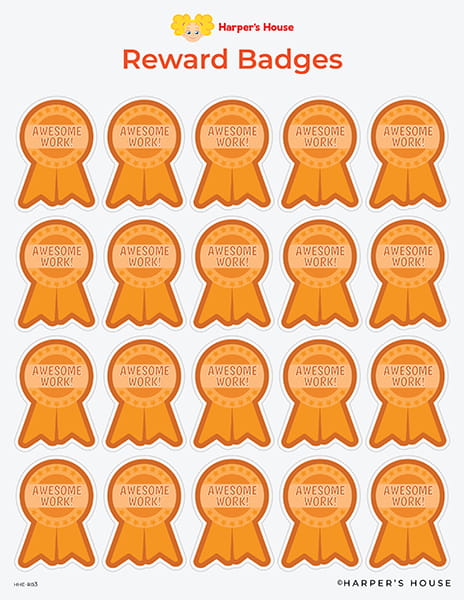 orange reward badge stickers