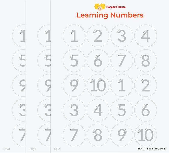 stack of number tracing stickers
