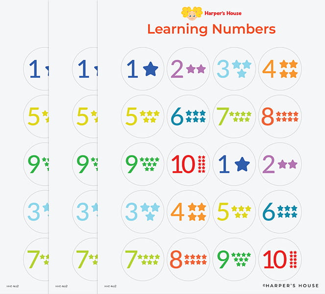 stack of counting number stickers