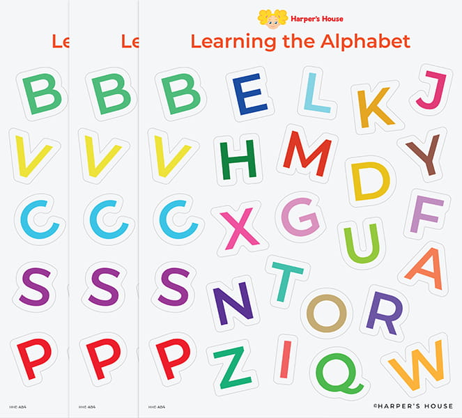 stack of large alphabet stickers