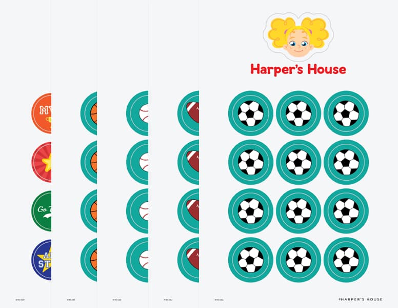 stack of sports stickers