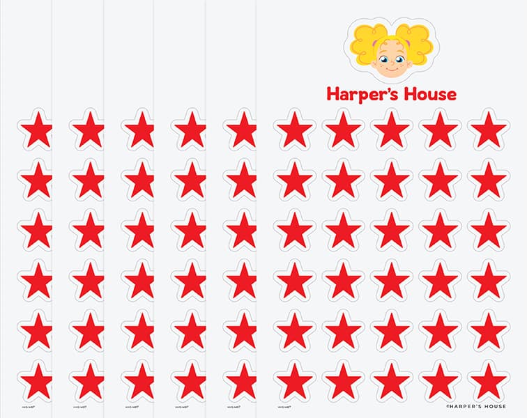 stack of red star stickers