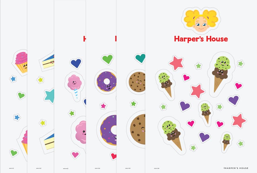stack of dessert stickers