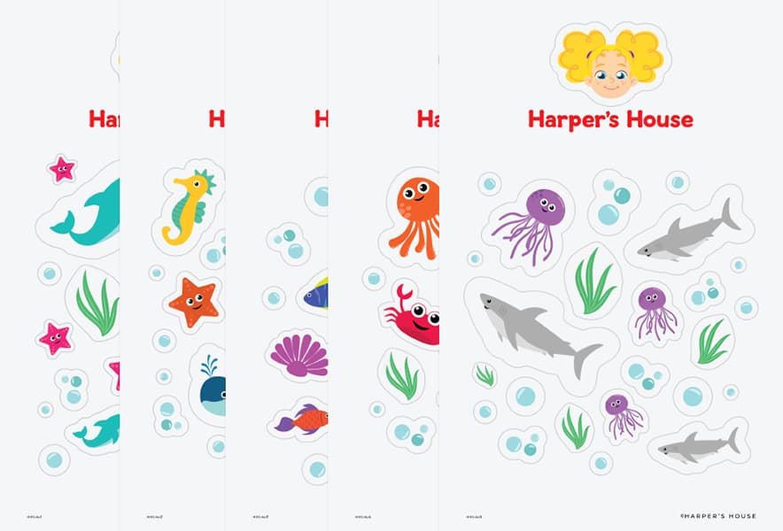 stack of under the sea animal stickers
