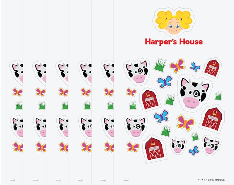 stack of cow stickers