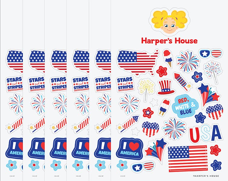 stack of patriotic stickers